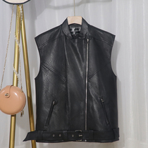 Horse clip female 2021 early autumn new loose Korean sleeveless motorcycle suit pu vest leather handsome vest jacket