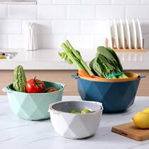 Kitchen Home Wash Basin Naughty Basin Double Spin Wash Vegetable Basket Drain Basket Drain Basin Creative Living Room Fruit Tray