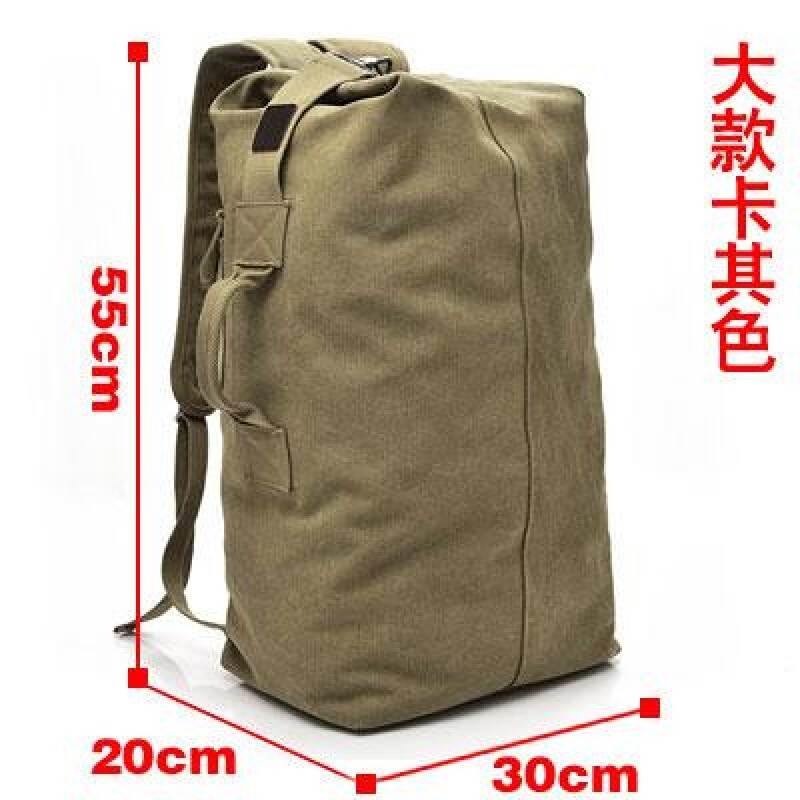 Shoulder bag Outdoor travel bucket backpack Canvas mountaineering men ins super fire personality large capacity luggage bag w