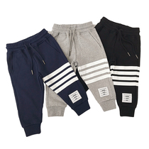 2021 spring and autumn children boys and girls baby tb four bars cotton terry fabric sports pants