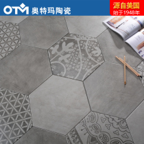 Otma Net red cement gray hexagonal tile toilet tile non-slip floor tile bathroom entrance background wall