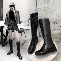 Net red knight boots womens 2021 new but knee-high boots womens flat suede boots high-barrel winter boots