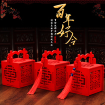 2021 new wooden wedding candy box creative personality Chinese style portable Chinese wedding candy packaging box