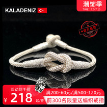 Turkey 999 pure silver Ins tide male and female lovers Knitted Bracelet Sen Tether pair of bracelet Birthday Gifts