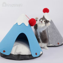 Tinynet small mustard Fuji Mountain owl winter warm closed Pet Nest Felt can be torn down for the dogs nest
