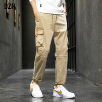 Good khaki pants overalls mens fashion brand loose straight pants Korean trend casual pants spring and autumn trousers