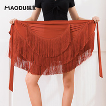 2021 New Latin dance skirt adult Latin dance tassel dress practice dress female dance hip scarf skirt