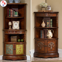 American-style corner cabinet corner cabinet solid wood painted European-style porch cabinet old retro carved locker storage cabinet