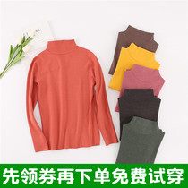 Warm female De velvet underwear base long sleeve top self-heating seamless single piece slim high collar plus size