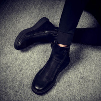 2021 mens boots fall Help Martin boots male high help leather boots two cotton wool shoes winter boots with suede warm trendy men