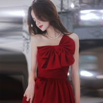 Bridal toast with a toast 2022 new princess at large slim wedding red long dress high-end evening gown skirt woman