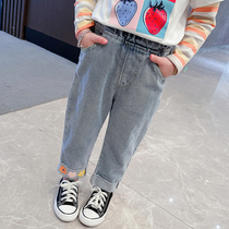 Girls jeans Spring and Autumn New 2021 children Korean foreign style trousers fashionable loose baby autumn pants tide