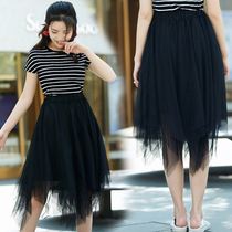 Spring and Autumn New Skirt Long Pengpeng Dress Mesh Princess Word Black Joker intellectual Fashion