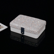 Luxury diamond-studded sticker jewelry box travel portable accessories jewelry storage box earrings earrings
