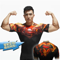 Batman vs Superman Dawn of Justice T-shirt Fitness stretch tights Slim sports mens short sleeves