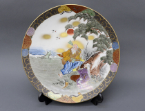 Japanese ceramics Kutani-yaki Risen Jincai hand-painted large plate