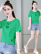 Irregular folded short sleeve T shirt 2022 this summer dress new short coat jacket blower