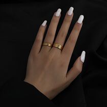 Korean fashion New Tide kgold simple line couple ring female pair ring niche cold wind ring tail ring