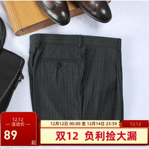 (Dark Gray multiple leaks) Youngor mens wool trousers middle-aged business dress professional trousers #6