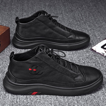 Summer high-gang mens shoes all black trend Martin boots net red British wind board shoes Chelsea Shoes tide shoes