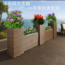 Outdoor rattan flower pot flower rack flower box balcony villa courtyard garden flower trough flower box outdoor green plant pot