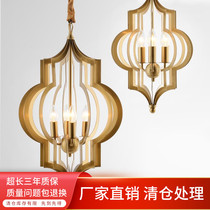 New Chinese creative small chandelier modern minimalist bedroom restaurant hallway gangway Entrance Iron Art Bronze Chandelier