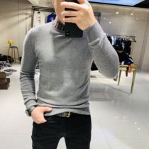 Mens 2019 winter new fashion brand stand-up collar pullover slim jacquard long-sleeved wool sweater sweater male handsome