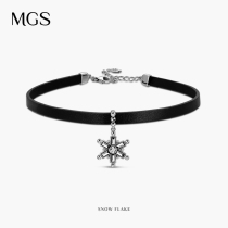 MGS Bangkok silver leather rope choker choker collar snow necklace neck strap female ins cool birthday gift