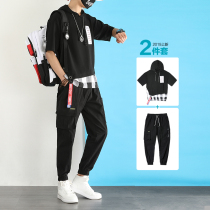 Pants men Korean version of trendy overalls summer thin toe casual trousers mens set with handsome suit
