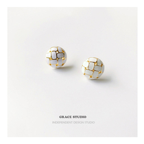 G S Margaret style retro enamel ear nail small aroma quality drop glazed earrings new white Coloured ear decoration