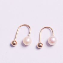 Color gold 18K rose gold freshwater pearl earrings screw hook earrings two wear ladies earrings Au750