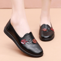 Mommy shoes spring and autumn single shoes middle and comfortable and anti-slip soft soles old leather shoes flat grandmother shoes