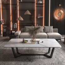 Square rock plate tea table table living room home minimalist small family type tables extremely minimalist large rectangular light lavish modern grey