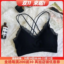 Summer beautiful back underwear sling thin cross belt chest pad one bra no steel ring wrapped chest anti-glare bottoming tube top