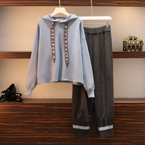 Sandro Mocoloni first autumn womens clothing Korean version of small fragrant wind even hat-knitted sweatshirt casual pants suit tide