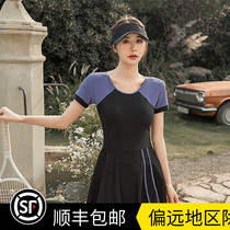 Sports Swimsuit Woman Big Code Conjoined Veil slim conservative student Soak Hot Springs with chest cushion Fat mm200 catty