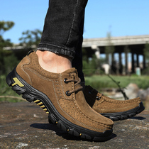 Haurow Men Shoes Casual Leather Shoes 2019 Fall New Tide Shoes Lacing Head Layer Leather Outdoor Sports Tooling Shoes 100 lap