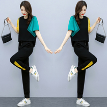 Fashion Suit Pants Women Summer Dress 2022 New Womens Slim Fit Slimmer Sports Casual Two Sets Bungling Pants Suit