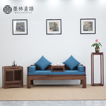 New Chinese old elm Arhat bed solid wood antique sofa bed black walnut Zen beauty couch living room furniture