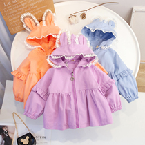 Girl Spring Autumn Jacket Windsuit Foreign Piste Woman Baby Zip Shirts Korean Version Loose 100 Lapped Autumn Dress Cute Blouse Cardiovert