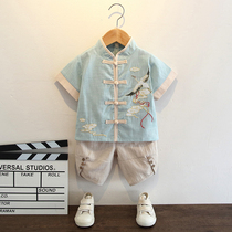 Hanfu Boy Summer short sleeves Down with improved ancient dress Male baby age gown Vinage Suits China Wind Summer Clothes