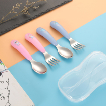  Childrens eating fork safety Single baby soup spoon Creative learning to eat noodles cute anti-scalding plastic training