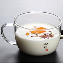 Heat-resistant glass breakfast cup Oatmeal cup with spoon and lid Cereal cup Milk cup Microwave special cup