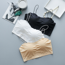 Ice silk traceless chest thin shoulder strap beautiful back sling small vest short with chest pad anti-light summer underlay underwear