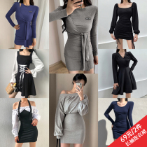 (Pet powder willful 69 yuan 2 pieces) Joker autumn and winter long sleeve dress women do not return