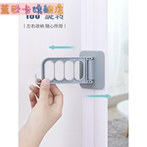 Non-punch headboard cabinet drying rack Bedroom hanging clothes artifact Wall nail-free hanger four-hole folding wardrobe