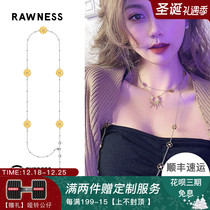 RAWNESS stacked wearing choker small barbell group necklace bracelet combination bead sweater chain USA