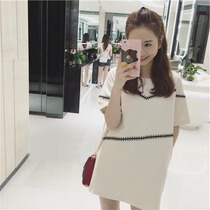 Tide card 2021 Summer new small fragrant wind straight drum Liandress Womens Korean version splicing with slim loose temperament Short skirt woman