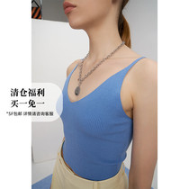 SOULKISS deep V-neck U-shaped beautiful back vintage knitted camisole sling womens outerwear summer