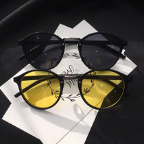 Round face sunglasses female tide Harajuku style Korean version of retro Joker sun glasses men Street shoot Net red ins Super fire glasses